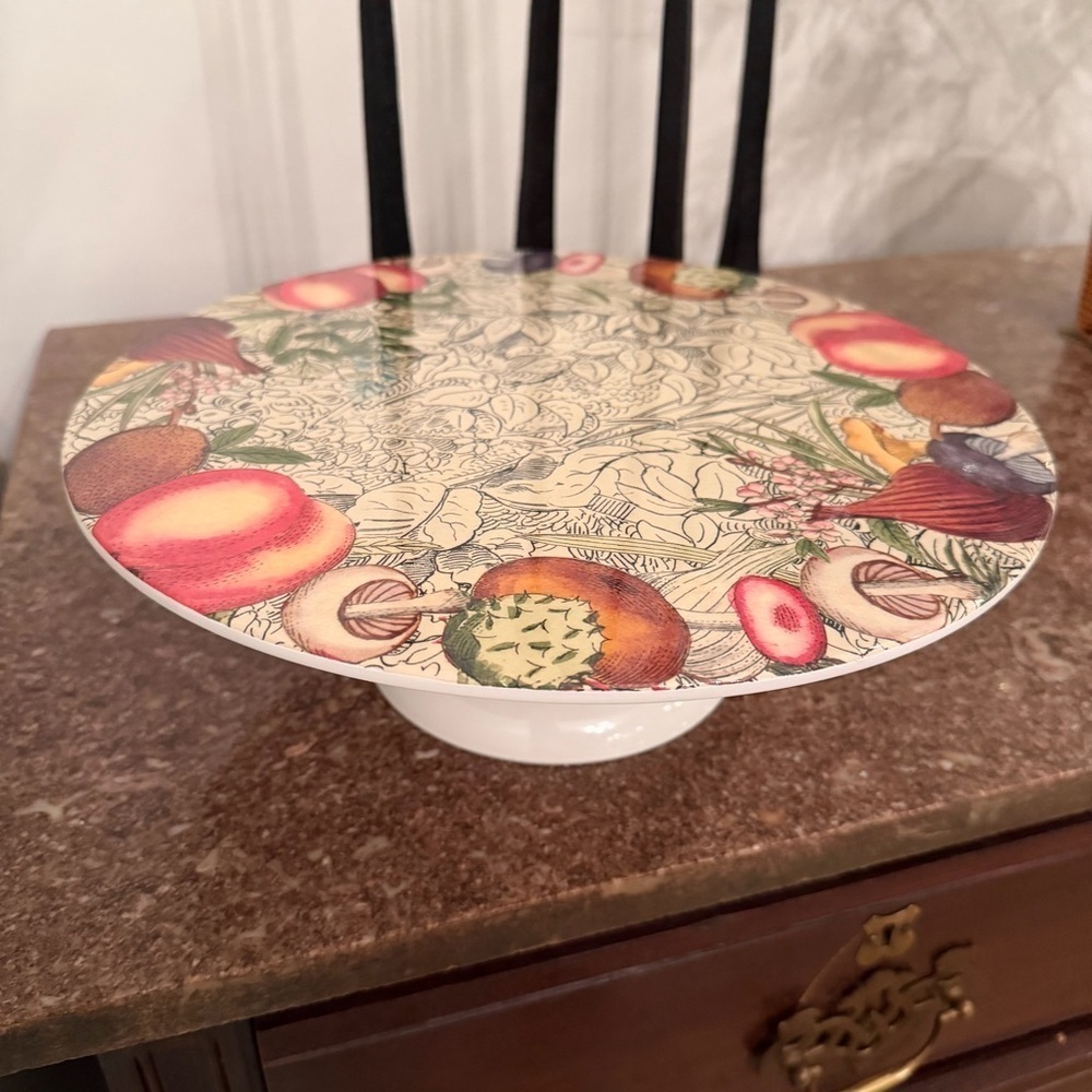 John Derian Harvest Print Cake Stand - Picture 2 of 3